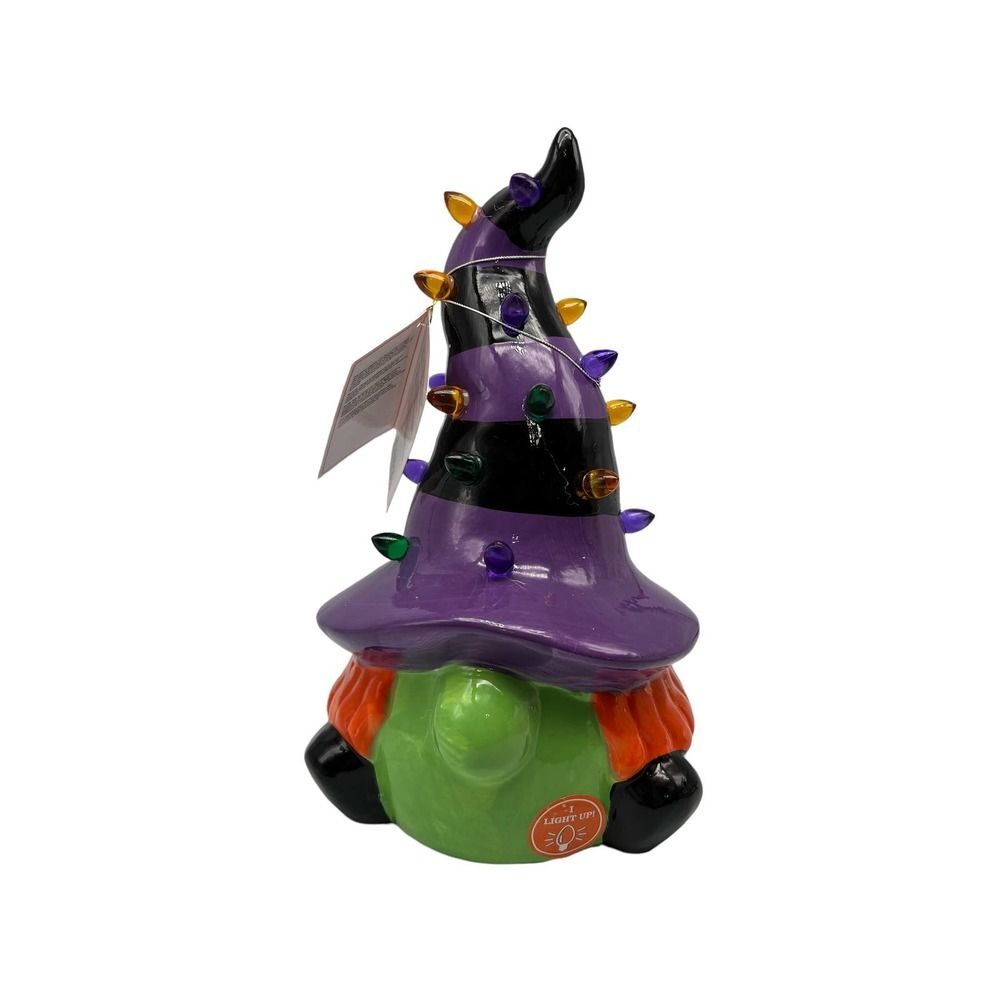 Mr Halloween Lighted Gnome With Witch Hat